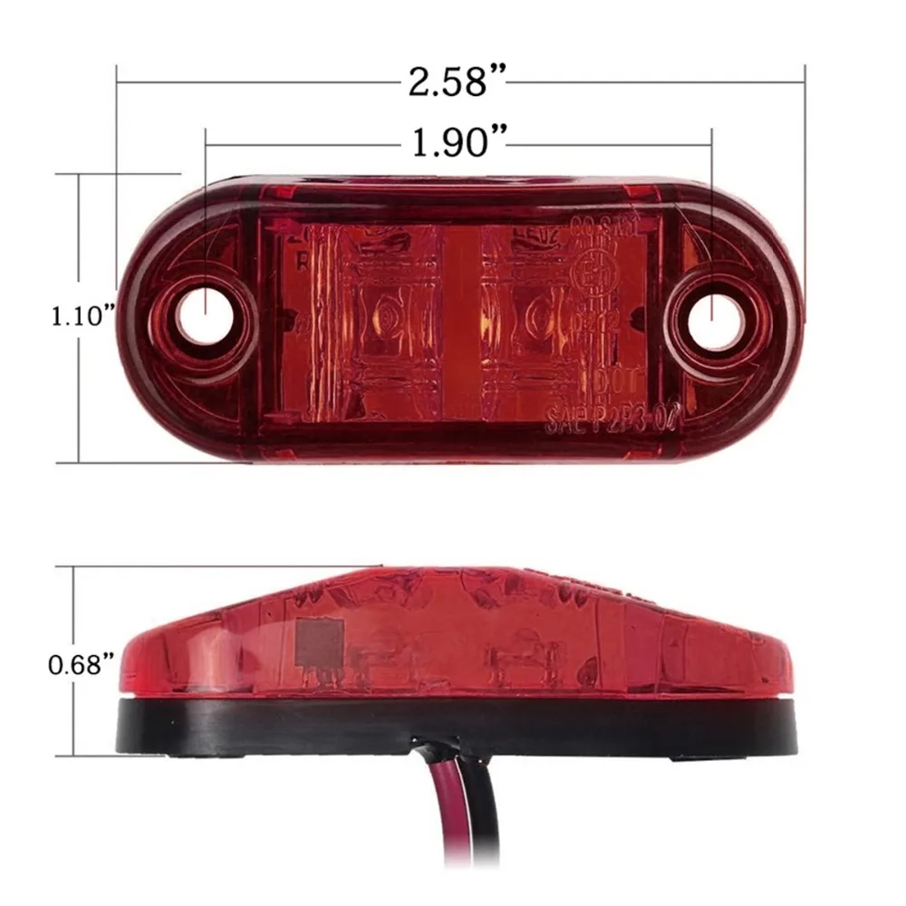 10 шт 12 V-24 V Красный внешние автомобильные огни светодиодный авто шины грузовик вагонов сбоку индикатор отметки трейлер свет задняя сторона лампы