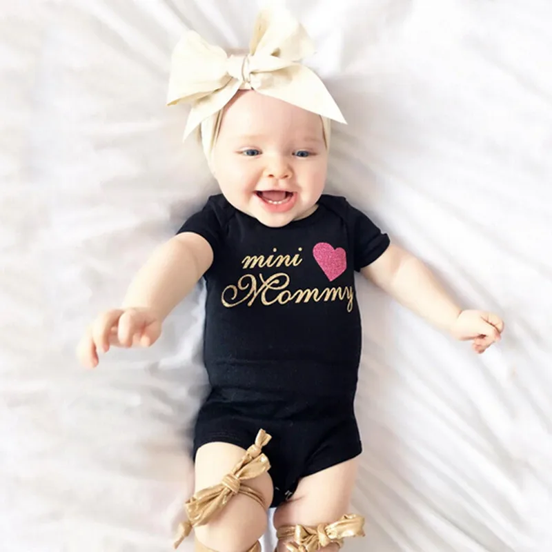 

Infant Kids Newborn Baby Girl Boy Cotton Romper Jumpsuit Cotton Baby Clothes Letter Black Summer Rompers baby cloth Free shippin