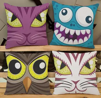 

New creative cool big cat printed linen cushion Cushion Cover covers sofa bed car home room Dec square wholesale FG081