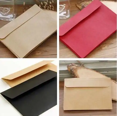 

16*11cm Red Brown Black Envelope Blank Plain Stationery Envelopes Gift Card Post Photo Letter Storage Envelope Bag Free shipping