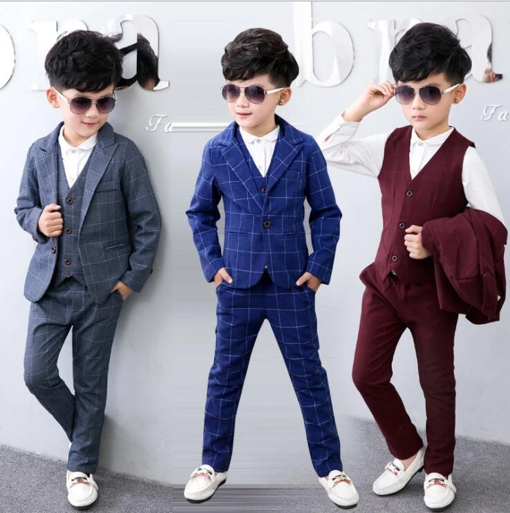 Pants Gentleman Party Outfits Set Kids Boys Tops Dress Shirt Blazer Coat