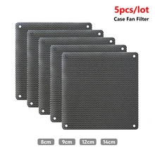 5 uds. De ventiladores de 80mm, 90mm, 120mm, 140mm, PVC negro cortable, carcasa a prueba de polvo, refrigeración de malla de ordenador, cubierta Ultra fina a prueba de polvo