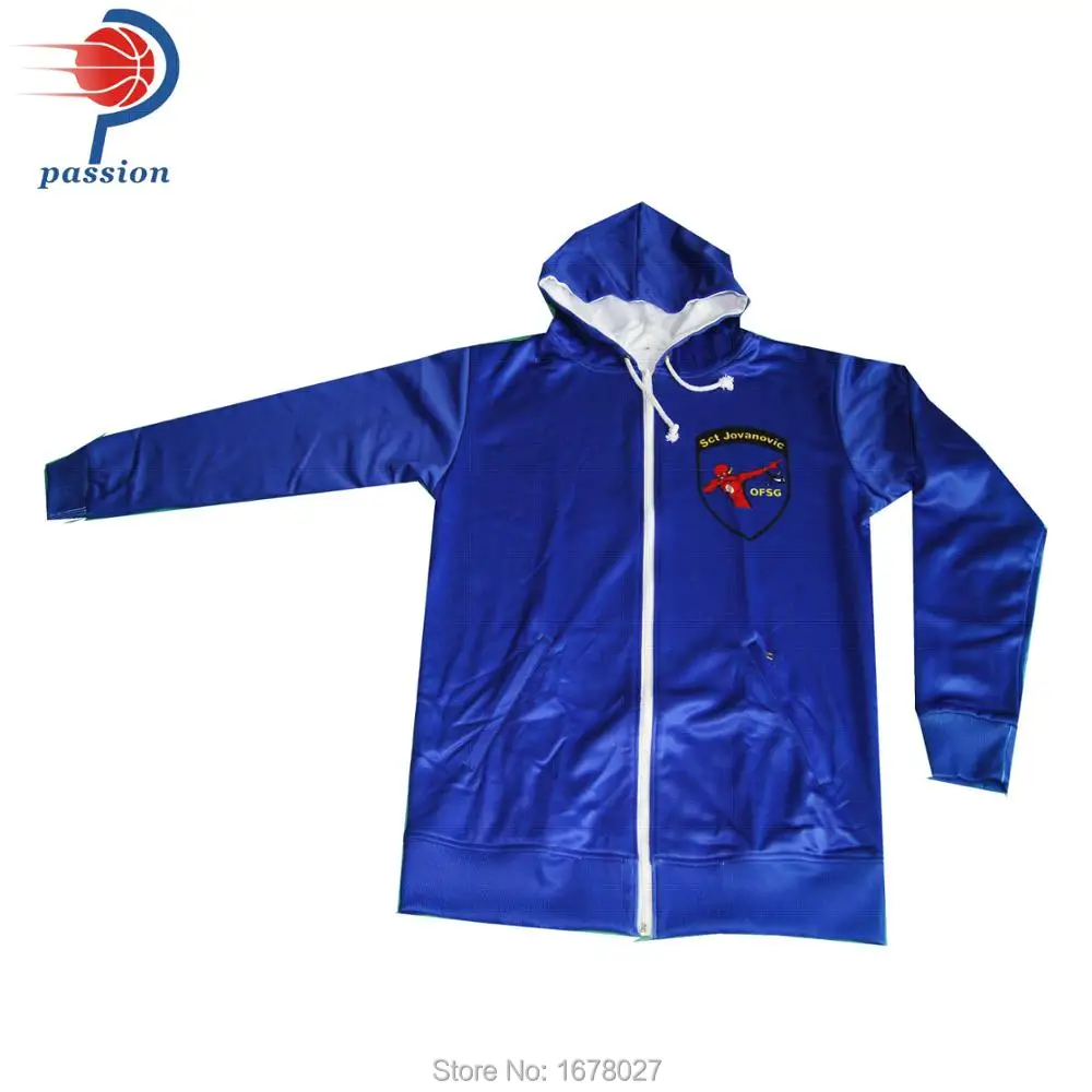

Adult's Blue Visible Zipper Up Hoodies with Side Pockets