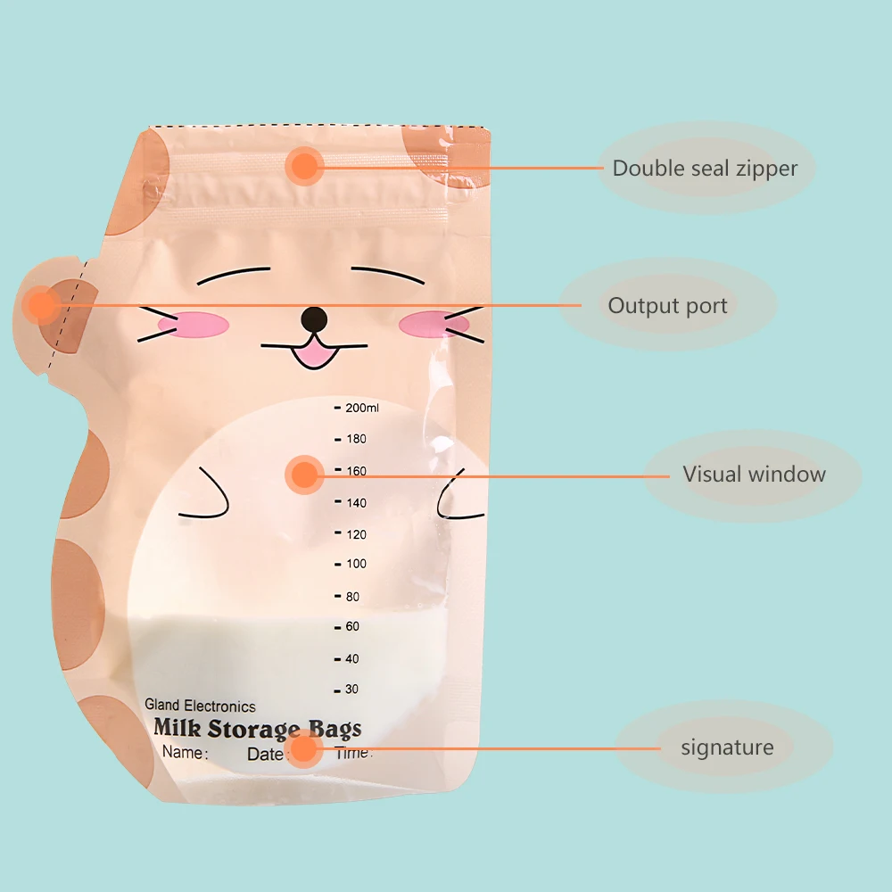 GL 30 шт./лот 200 мл пакет для хранения грудного молока BPA Безопасный детский Знак Имя и дата милый мультфильм дизайн сумка для хранения кормления