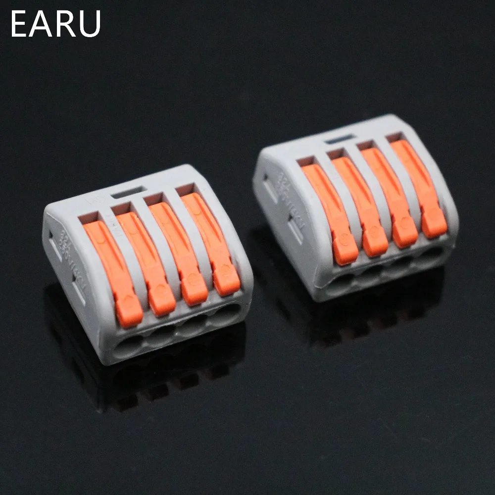 10 шт. Универсальные Компактные соединители для проводки 4 контакта|4 pin connectors wire|4