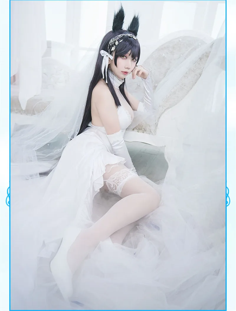 Azur Лейн Косплей Костюм Atago Takao белый цветок обеты свадебные платья одежда синтетический парик волос для женщин Девушка праздничная одежда