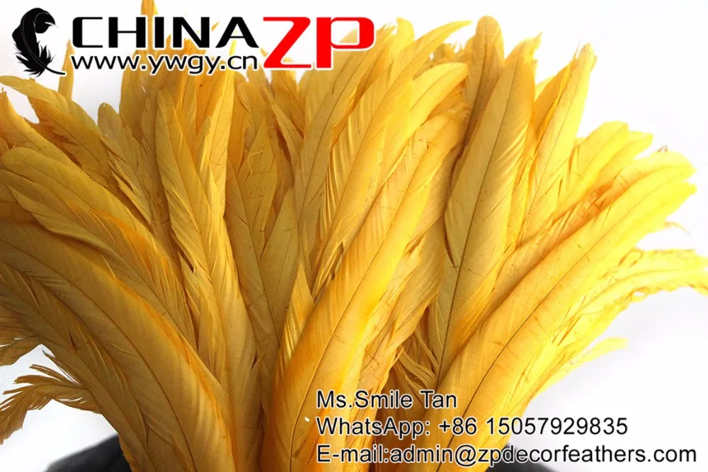 35-40cm fully dye rooster tail feathers yellow (3)