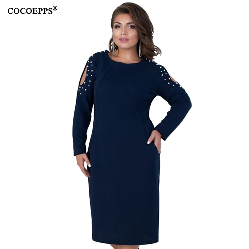 5XL 6XL 2018 Winter Big Size Women Dress Spring Long Sleeve Large Plus Size Dress Casual Hollow out Ladies Elegant Party Dresses