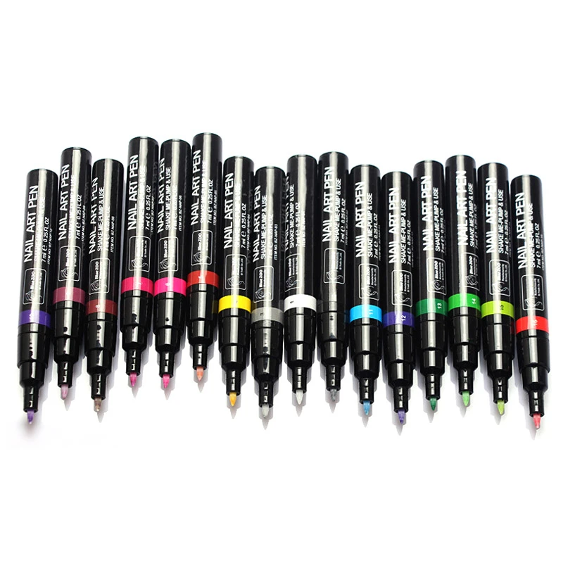 

16 Colors Nail Art Pen for 3D Nail Art DIY Decoration Nail Polish Pen Set 3D Design Nail Beauty Tools Paint Draw Pen
