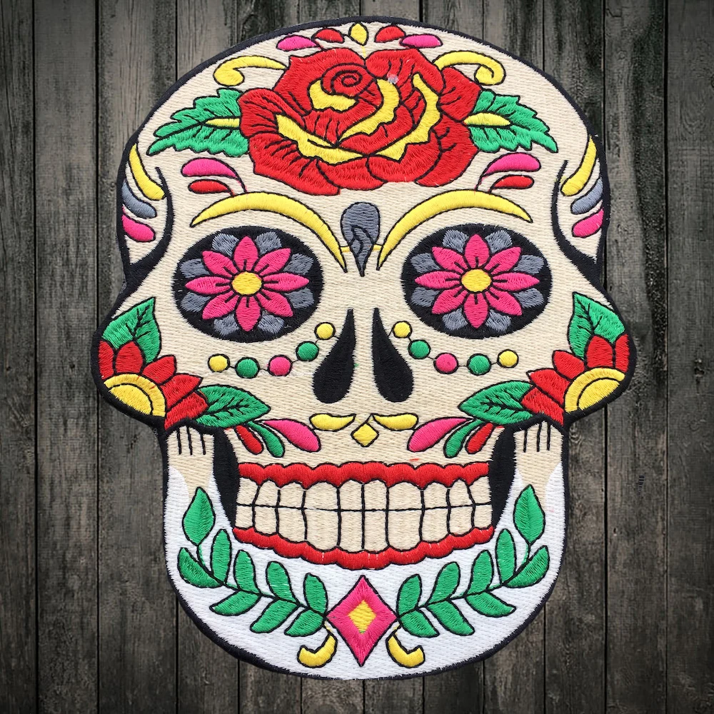 

1Pcs Water Soluble Cool Skull Iron on Embroidery Applique Patches, Iron on Patches Applique for Clothes