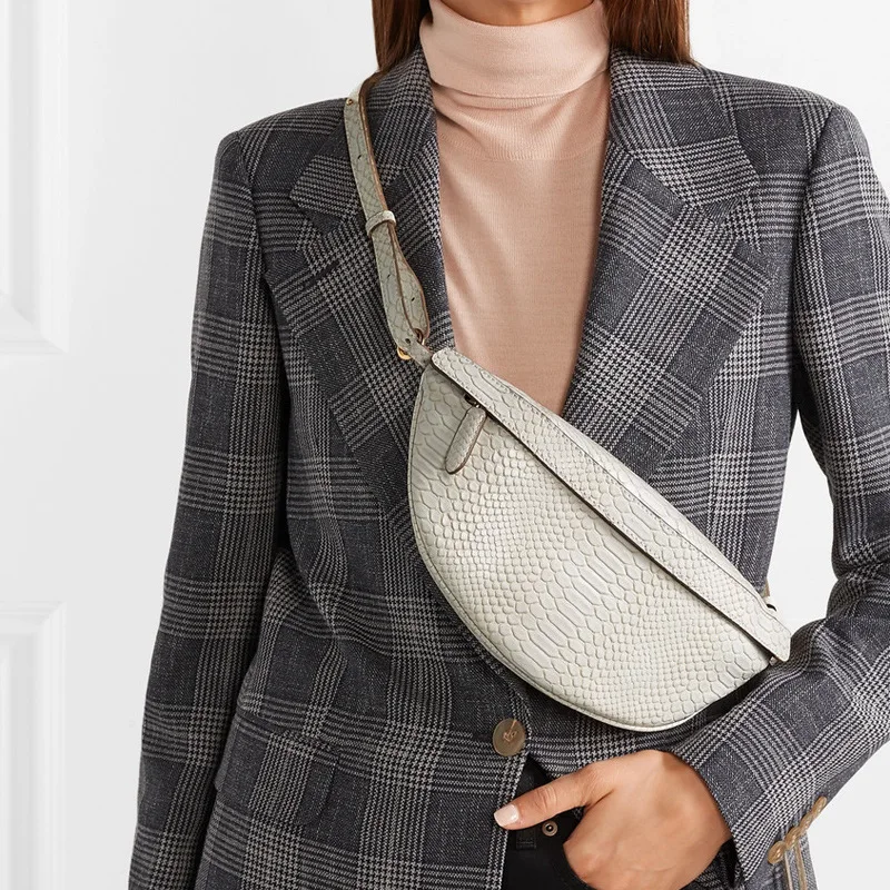 

PU Leather Elegant Fanny Pack Fashion Snakeskin Pattern Leather Waist Bag Belt Bag Vintage Waist Packs for Women Chest Bag