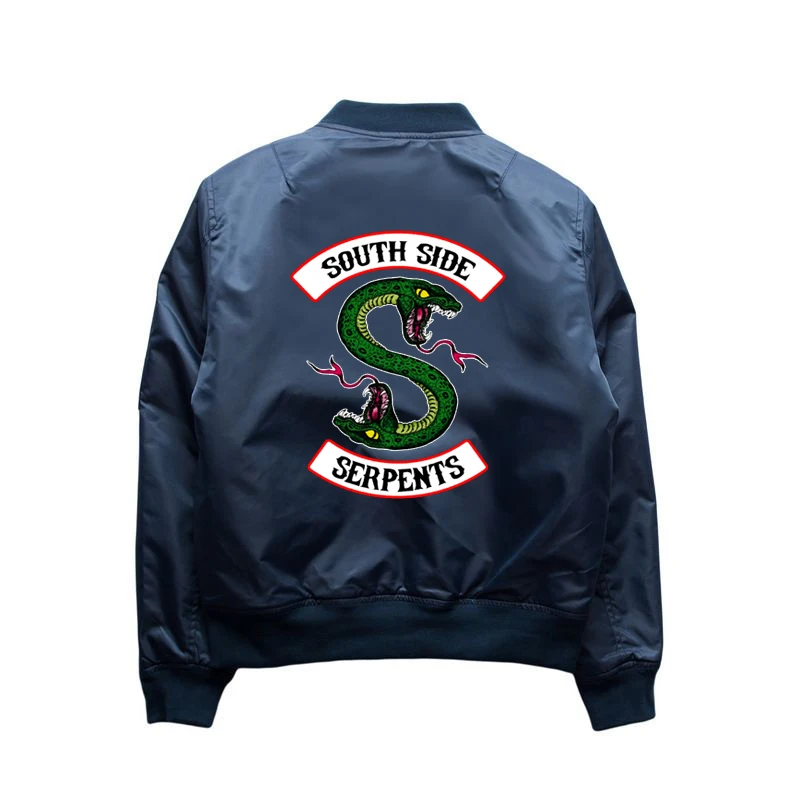 

Dropshipping New 2018 Hot Se Thick Riverdale MA1 Bomber Jackets Army Military South Side Snake Print Flight Casual Jacket Men