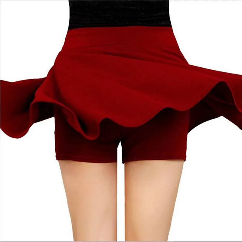 Danjeaner, корейский стиль, безопасные юбки для женщин, высокая талия, яркие цвета, повседневные женские мини-юбки, одноцветные эластичные плиссированные юбки - Цвет: wine