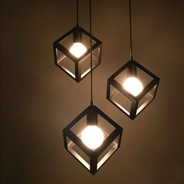 

The process of personality single head three Head Square Restaurant Cafe Bar Iron Chandelier decorative lamp