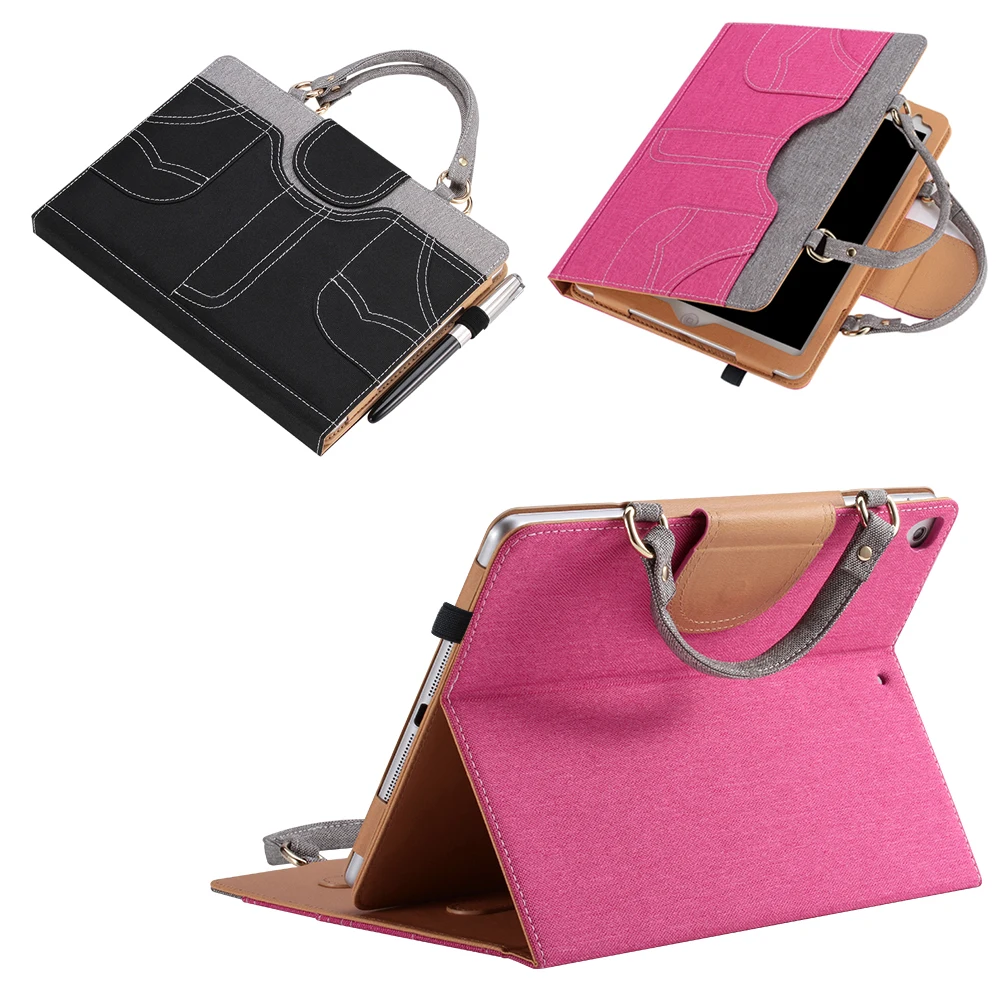 

High Quality Cowboy Jeans Folio Stand PU Leather Skin Card Holder Smart Cover Funda Case For Apple iPad Pro 10.5 10.5" Tablet