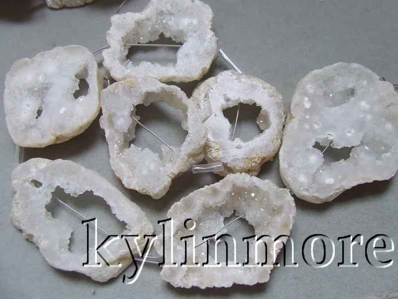 

White Crystal onyx Druzy 28x35-35x43mm 17'' Slice Beads