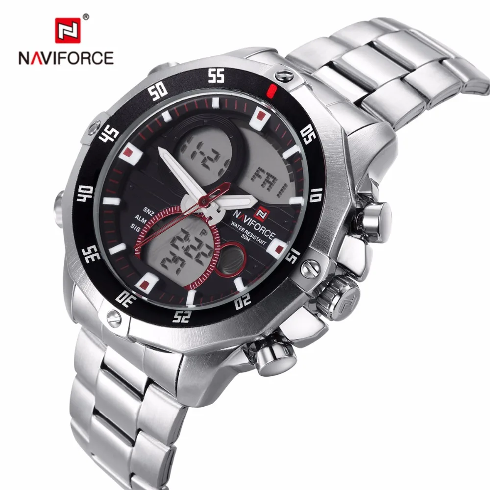 

relogio masculino fashion casual LED digital-watch full stainless steel analog men LED sports quartz-watch male Wrist Watch