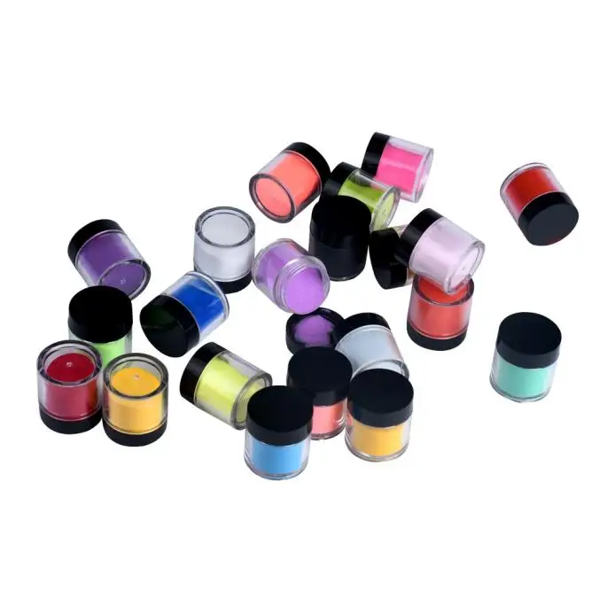 

18 Colors Acrylic Nail Art Tips UV Gel Powder Dust Design Decoration Set 3D Manicure colorful Nail Art Crystal Powder