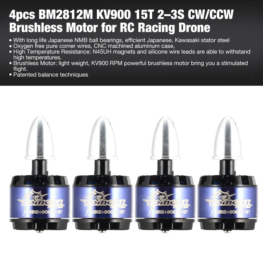 

4pcs BM2812M KV900 15T 2300KV12T 2-3S CW/CCW Brushless Motor for RC FPV Racing Drone Quadcopter Aircraft Multicopter Spare Parts
