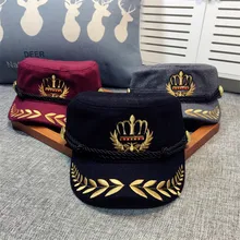 Новая вышитая Корона Женская темно-синяя шляпа модная черная Мужская гладкая шляпа шерстяная Повседневная Ретро-козырек весенне-осенняя дизайнерская шапочка