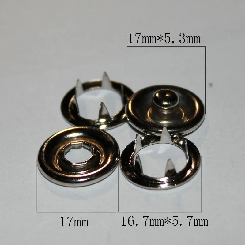 Snap button Sets Silver Tone No Sew Open Ring Snap Press Fastener Buttons 17mm 17mm*5.3mm 16.7mm