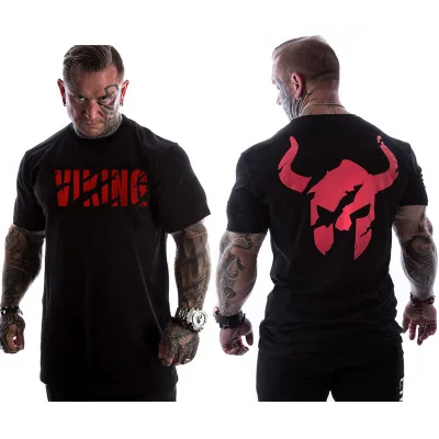1 VIKING новая брендовая одежда тренажерные залы Tight футболка мужские фитнес футболка для мужчин Gyms футболка для фитнеса и занятий летние топы - Цвет: 1