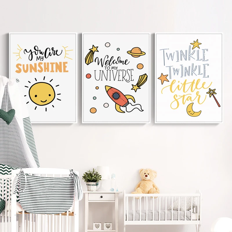 

Simple Cute Kids Cartoon Phrase Canvas Painting Posters And Print Pictures Wall Art Children's Room Baby Bedroom Home Decoration