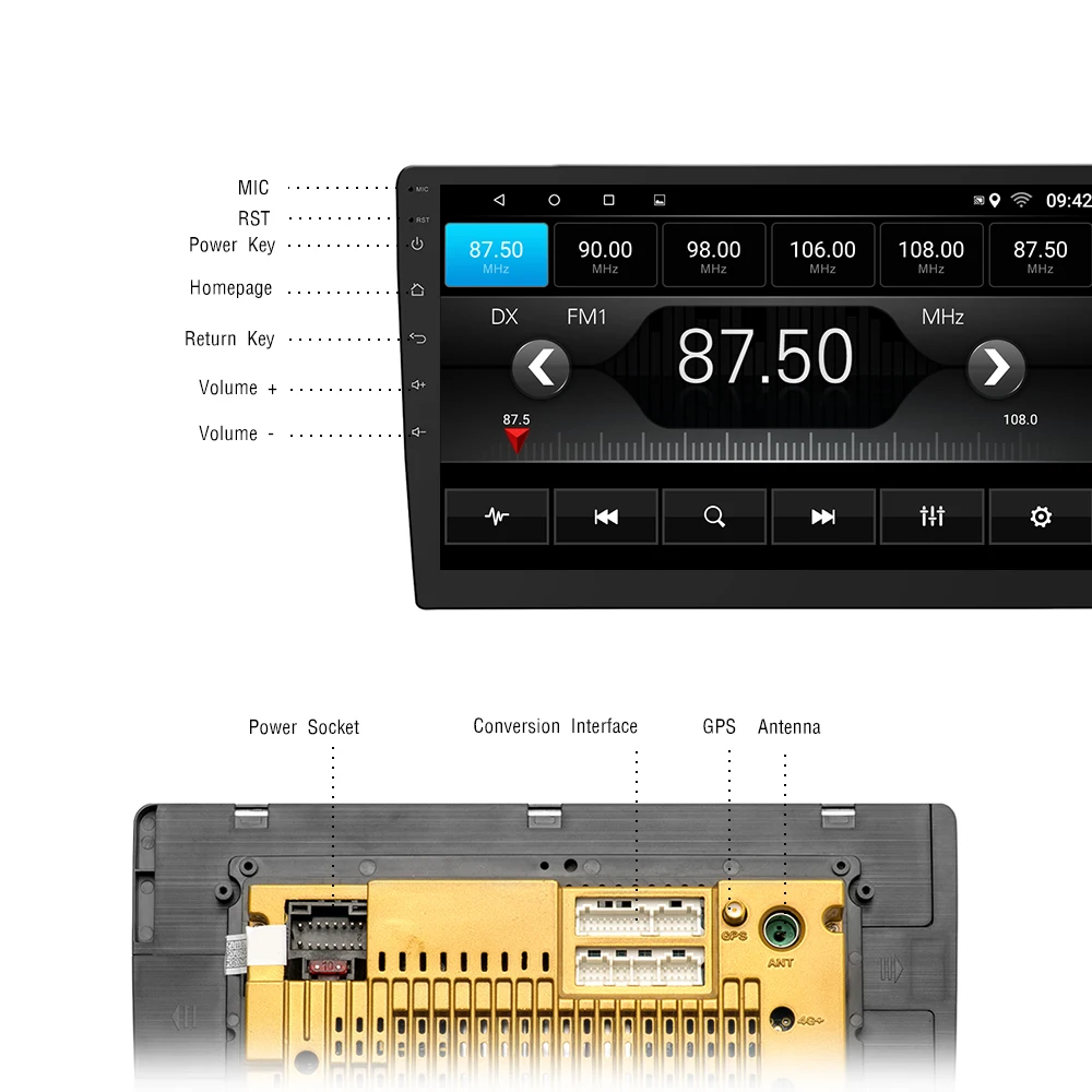 Perfect Podofo GPS Navigation Car Radio Android Multimedia Player 2 Din Audio Stereo MP5 WIFI Autoradio No DVD For Kia K2 RIO 2013-2018 20