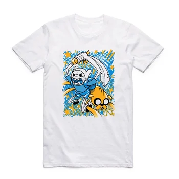 Asian Size Men And Women Print Finn and Jake Adventure Time Cartoon T-shirt O-Neck Short Sleeves Summer Casual T-shirt HCP4061 4
