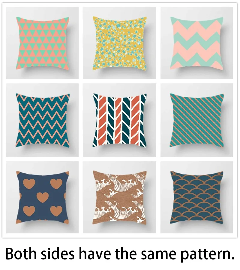 

Double Side Geometric Cushion Cover Color Contrast Abstract Geometry Decorative Pillowcase for Sofa Bedroom Home Decor 40x40cm
