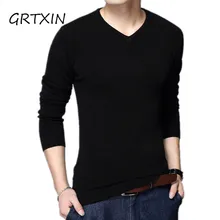 Осенний и зимний мужской свитер с длинными рукавами Тонкий v-образный вырез чистого цвета мужские деловые Повседневные свитера