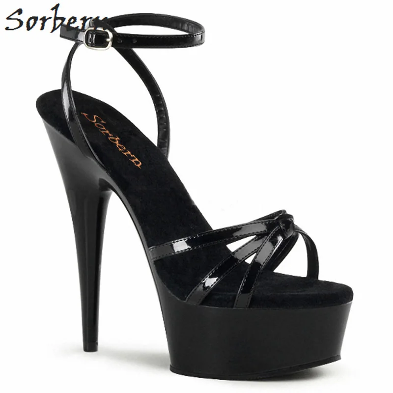 

Sorbern 2018 Women Sandals Shoes 15CM Black Sandalias Mujer Ladies Night Club Dance Sandals For Girls Shoes Platform Party Shoes