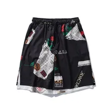 Летние свободные шорты, повседневные мужские японские шорты в уличном стиле, корейские мужские шорты с эластичной резинкой на талии, короткие спортивные штаны в стиле «корабль-хоп» S6T256