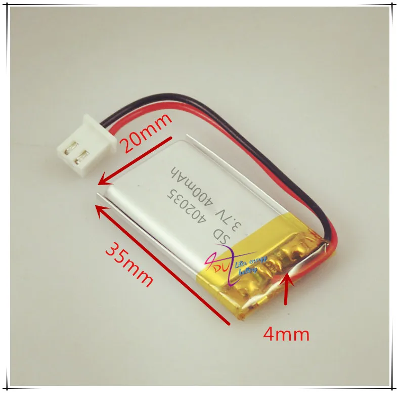 XHR-2P 2.54  402035 core 400mAh 3.7V polymer battery MP3 mobile speaker GPS loudspeaker story machine