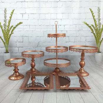

wedding cake stand set 6 pieces mirror cupcake stand barware decorating cooking cake tools bakeware set party dinnerware