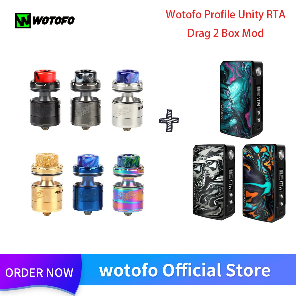 Оригинальный Wotofo Profile Unity RTA Tank 3 5 мл с 177 Вт 2 коробки мод Vape VS Vaper Vs DRAG 157 набор