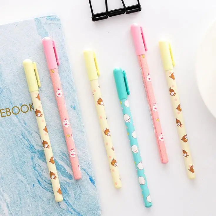 

3 pcs/lot Molang Round Rabbit Gel Pen Signature Pen Escolar Papelaria School Office Supply Promotional Gift