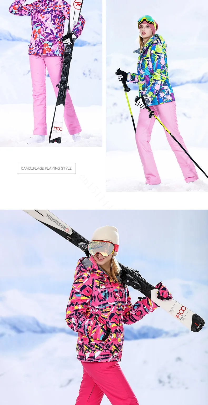 High Experience женские зимние Костюмы Для женщин s Mountain Лыжный Спорт уличные зимние теплые спортивные костюмы Лыжная куртка Для женщин Лыжный Спорт Штаны