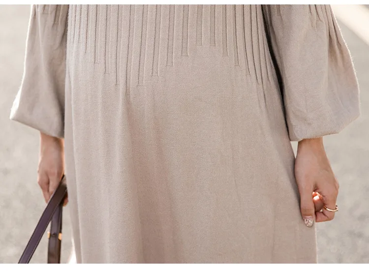 Большой размер, Осень-зима, свободное вязаное платье-свитер для беременных, Элегантное Длинное Платье Макси для беременных женщин, одежда для беременных