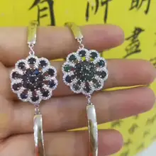 Натуральный голубой сапфир драгоценный камень Браслеты Натуральный браслеты из драгоценных камней S925 браслет из серебра и принтом в виде хризантем Гортензия женские вечерние ювелирные украшения