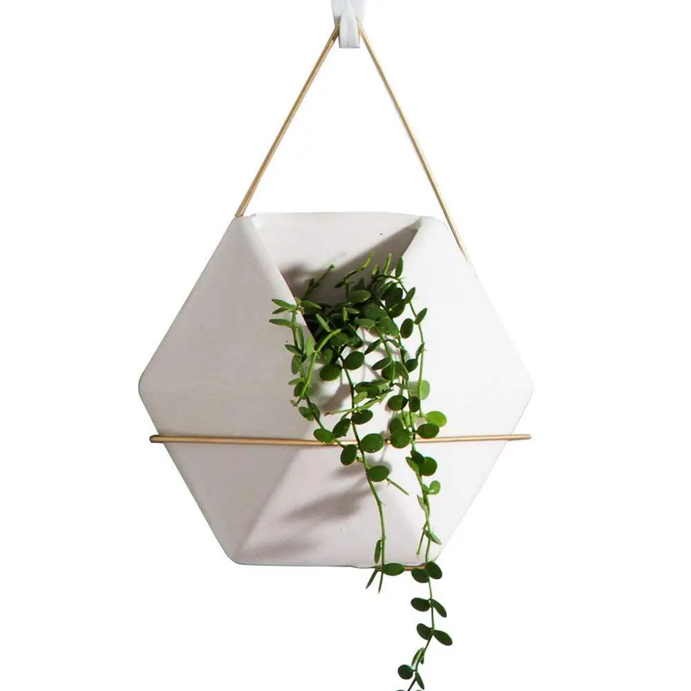 Modern Hanging Planter Vase, Geometric Wall Decor Container Great For