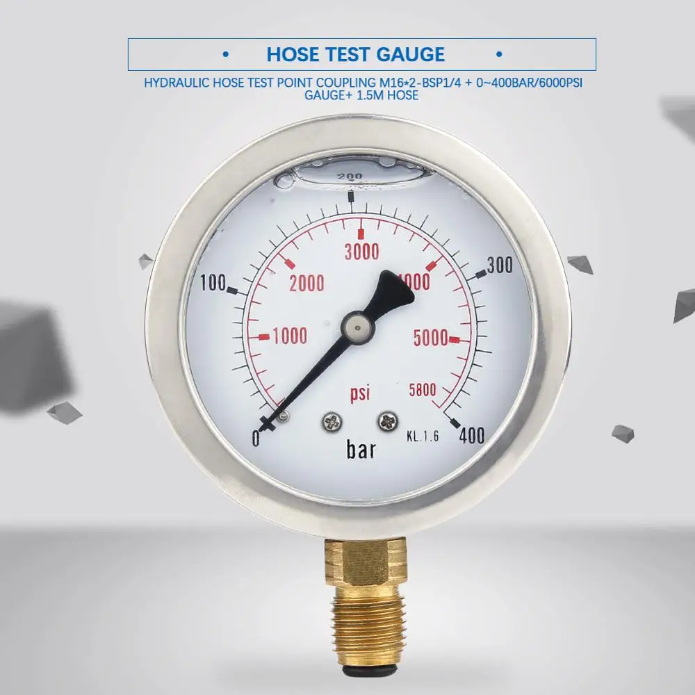Hose Test Gauge Hydraulic Hose Test Point Coupling M16*2 BSP1/4 + 0