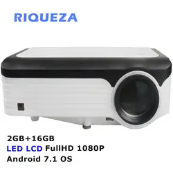 RIQUEZA X2001 Smart 2 ГБ + 16 Гб проектор для android-устройств FULLHD 1080 P светодиодный проектор 1920x1080 4 k видео проектор Android 7,1 OS для телефонов