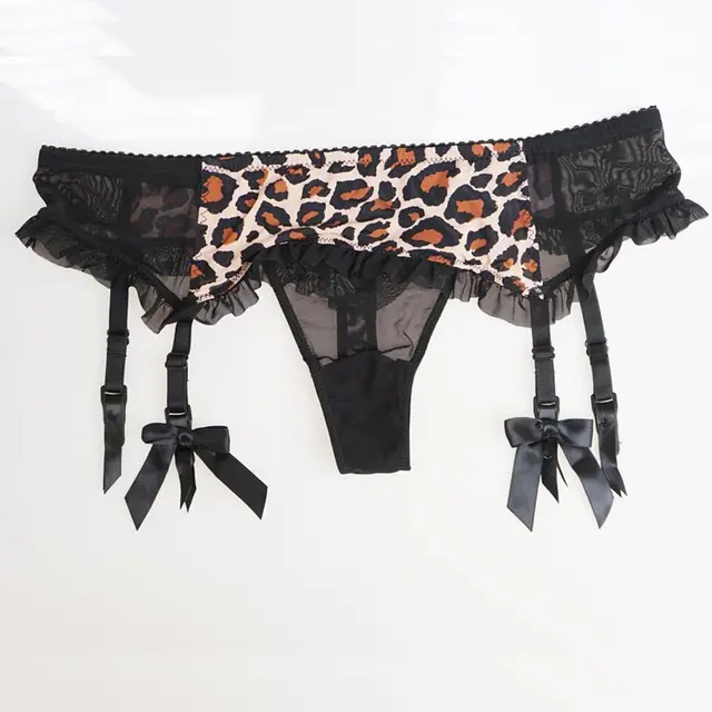 leopard print garter belt