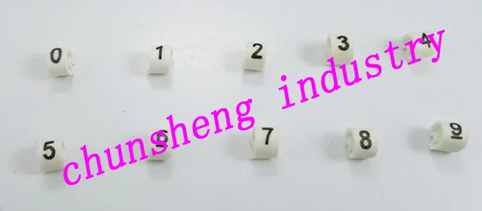 

500pcs/box EC-2 4.0mm2 10 different number 0-9 cable marker white color set
