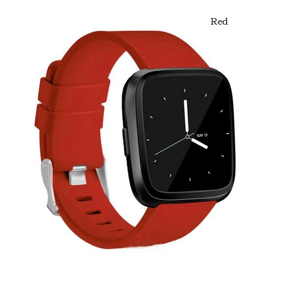 Мягкий силиконовый безопасный регулируемый ремешок для Fitbit Versa/Versa Lite браслет-браслет одноцветные ремешки для часов - Цвет: Red