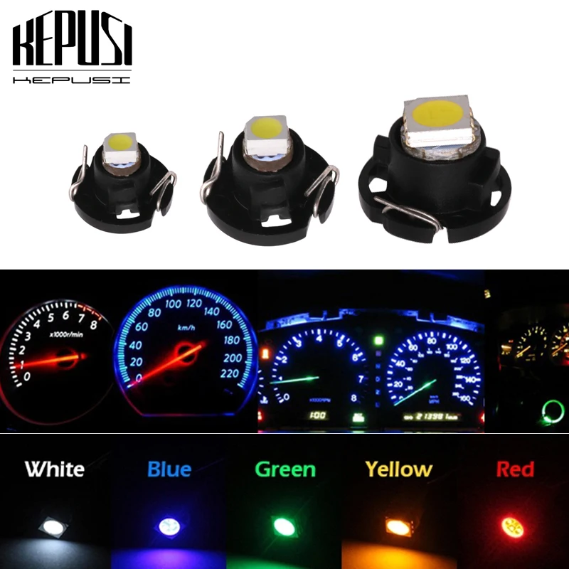 Wljh 6x T5 Led Light Pc74 Lamp Car Dashboard Instrument Panel 1x T3 T4 2 7 Led Light Dashboard Instrument Bulb Lamp Neo Wedge
