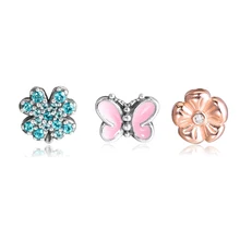 Collier pendentif médaillon en argent Sterling 925, porte-bonheur, trèfle à quatre feuilles, papillon, Petites fleurs classiques, bijoux de charme