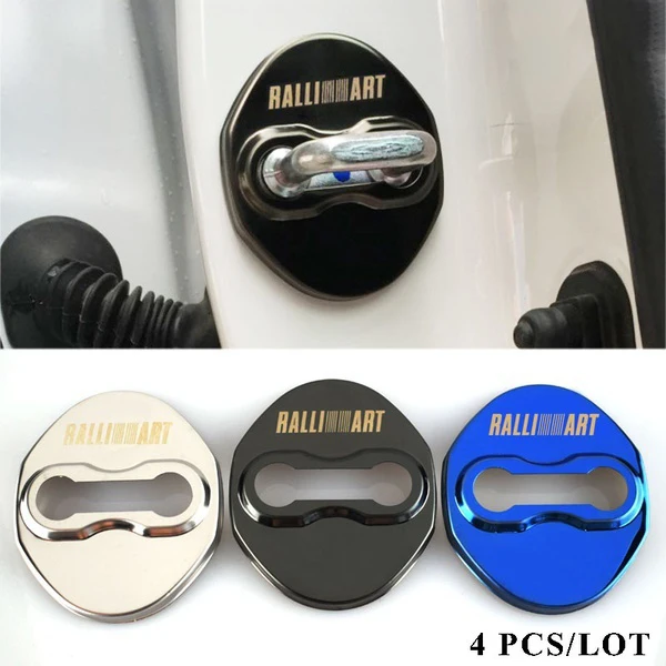 

Car Styling Door Lock Cover Decoration Protection Stainless Steel Case For Ralliart mitsubishi Badges Auto Accessories 4PCS/Lot