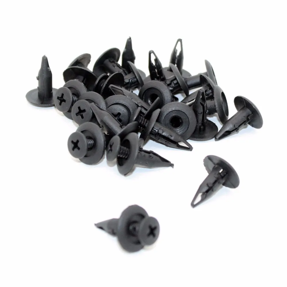 100 Pcs/lot Black 6.3mm Hole Diameter Plastic Rivets Car Door Trim